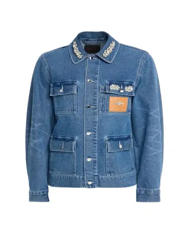 Simone Rocha Men's Embellished Washed Denim Jacket | Thumbnail 1 Simone Rocha Men's Embellished Washed Denim Jacket | Thumbnail 1