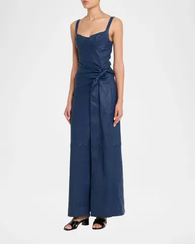 Simkhai Lyle Draped Leather Dress | Thumbnail 3 Simkhai Lyle Draped Leather Dress | Thumbnail 3