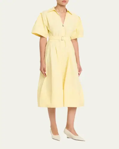 SIMKHAI Meridith Belted Short-Sleeve Midi Dress | Thumbnail 4 SIMKHAI Meridith Belted Short-Sleeve Midi Dress | Thumbnail 4