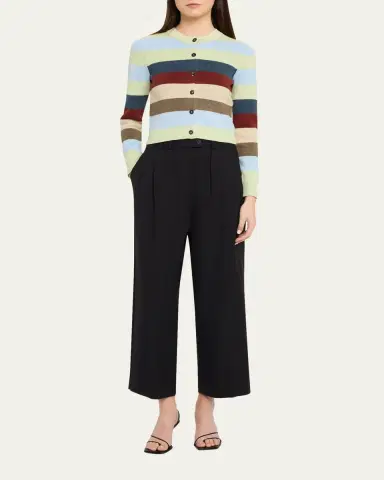 CHRISTOPHER JOHN ROGERS Striped Crop Crewneck Cardigan | Thumbnail 2 CHRISTOPHER JOHN ROGERS Striped Crop Crewneck Cardigan | Thumbnail 2