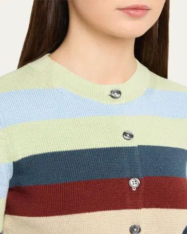 CHRISTOPHER JOHN ROGERS Striped Crop Crewneck Cardigan | Thumbnail 5 CHRISTOPHER JOHN ROGERS Striped Crop Crewneck Cardigan | Thumbnail 5