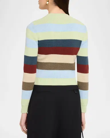 CHRISTOPHER JOHN ROGERS Striped Crop Crewneck Cardigan | Thumbnail 7 CHRISTOPHER JOHN ROGERS Striped Crop Crewneck Cardigan | Thumbnail 7