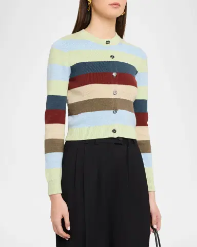 CHRISTOPHER JOHN ROGERS Striped Crop Crewneck Cardigan | Thumbnail 8 CHRISTOPHER JOHN ROGERS Striped Crop Crewneck Cardigan | Thumbnail 8