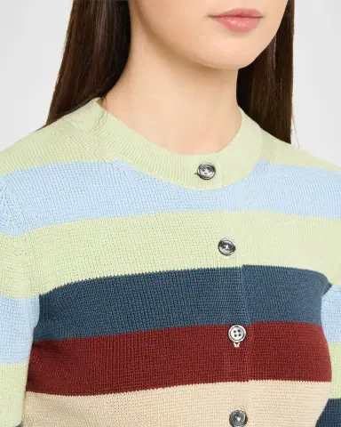 CHRISTOPHER JOHN ROGERS Striped Crop Crewneck Cardigan | Thumbnail 9 CHRISTOPHER JOHN ROGERS Striped Crop Crewneck Cardigan | Thumbnail 9