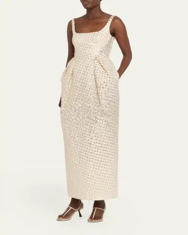 CHRISTOPHER JOHN ROGERS Halftone Wiggle Dot Metallic Jacquard Dress | Thumbnail 4 CHRISTOPHER JOHN ROGERS Halftone Wiggle Dot Metallic Jacquard Dress | Thumbnail 4
