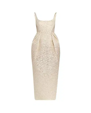 CHRISTOPHER JOHN ROGERS Halftone Wiggle Dot Metallic Jacquard Dress | Thumbnail 1 CHRISTOPHER JOHN ROGERS Halftone Wiggle Dot Metallic Jacquard Dress | Thumbnail 1