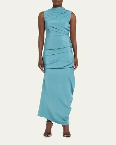 CHRISTOPHER JOHN ROGERS Silk Yanked Long Column Gown | Thumbnail 2 CHRISTOPHER JOHN ROGERS Silk Yanked Long Column Gown | Thumbnail 2