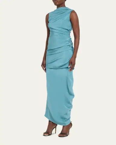 CHRISTOPHER JOHN ROGERS Silk Yanked Long Column Gown | Thumbnail 4 CHRISTOPHER JOHN ROGERS Silk Yanked Long Column Gown | Thumbnail 4