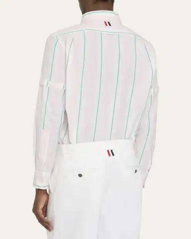 Thom Browne Striped Long-Sleeve Cotton Shirt | Thumbnail 3 Thom Browne Striped Long-Sleeve Cotton Shirt | Thumbnail 3