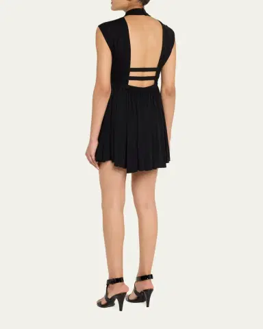 Alaïa Mock-Neck Waist-Cutout Jersey Backless Mini Dress | Thumbnail 3 Alaïa Mock-Neck Waist-Cutout Jersey Backless Mini Dress | Thumbnail 3