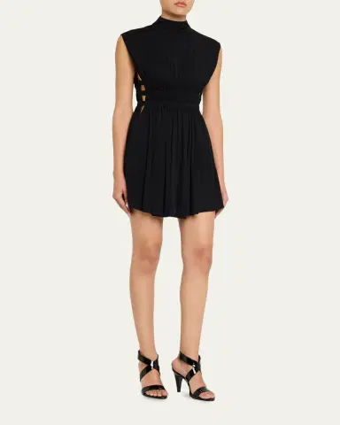 Alaïa Mock-Neck Waist-Cutout Jersey Backless Mini Dress | Thumbnail 4 Alaïa Mock-Neck Waist-Cutout Jersey Backless Mini Dress | Thumbnail 4