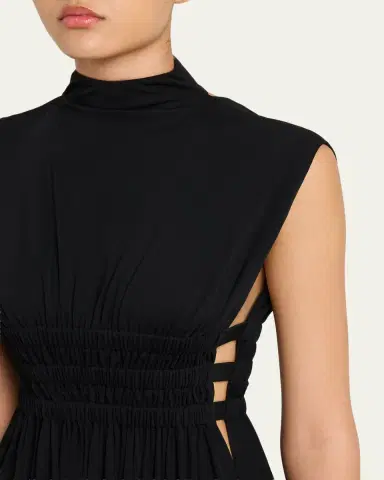 Alaïa Mock-Neck Waist-Cutout Jersey Backless Mini Dress | Thumbnail 5 Alaïa Mock-Neck Waist-Cutout Jersey Backless Mini Dress | Thumbnail 5