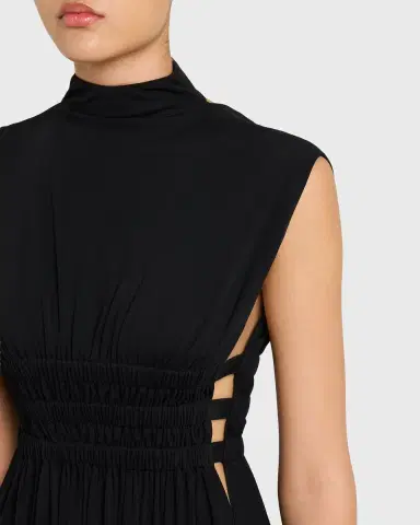 Alaïa Mock-Neck Waist-Cutout Jersey Backless Mini Dress | Thumbnail 9 Alaïa Mock-Neck Waist-Cutout Jersey Backless Mini Dress | Thumbnail 9