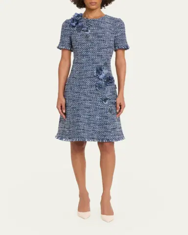 Rickie Freeman for Teri Jon Floral Tweed Short-Sleeve Dress | Thumbnail 2 Rickie Freeman for Teri Jon Floral Tweed Short-Sleeve Dress | Thumbnail 2