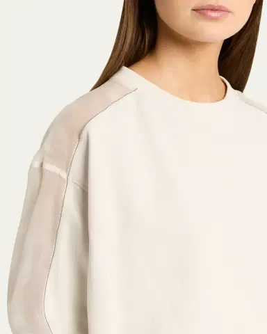 Brunello Cucinelli Sheer-Sleeve Sweatshirt | Thumbnail 5 Brunello Cucinelli Sheer-Sleeve Sweatshirt | Thumbnail 5