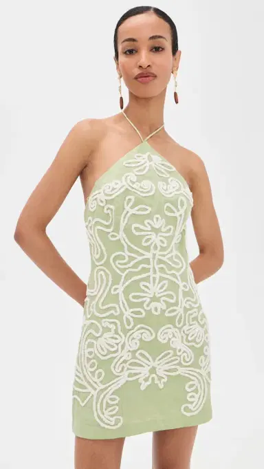 Hemant and Nandita Halter Neck ini Dress Sage | Thumbnail 3 Hemant and Nandita Halter Neck ini Dress Sage | Thumbnail 3