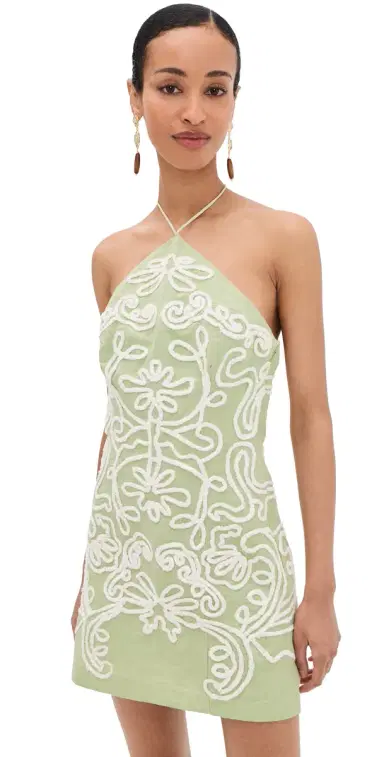Hemant and Nandita Halter Neck ini Dress Sage | Thumbnail 1 Hemant and Nandita Halter Neck ini Dress Sage | Thumbnail 1