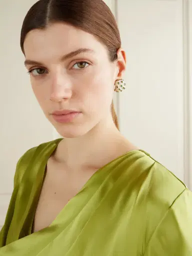 Eleuteri + Buccellati Vintage 1960's 18-karat Gold, Emerald And Bone Clip-on Earrings | Thumbnail 2 Eleuteri + Buccellati Vintage 1960's 18-karat Gold, Emerald And Bone Clip-on Earrings | Thumbnail 2
