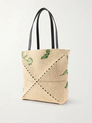 Loewe + Paula's Ibiza Puzzle Fold Leather-trimmed Raffia Tote Bag | Thumbnail 4 Loewe + Paula's Ibiza Puzzle Fold Leather-trimmed Raffia Tote Bag | Thumbnail 4
