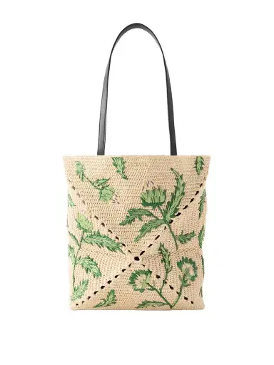 Loewe + Paula's Ibiza Puzzle Fold Leather-trimmed Raffia Tote Bag | Thumbnail 1 Loewe + Paula's Ibiza Puzzle Fold Leather-trimmed Raffia Tote Bag | Thumbnail 1