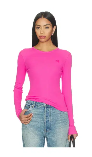 Ganni Soft Cotton Rib Long Sleeve Top | Thumbnail 1 Ganni Soft Cotton Rib Long Sleeve Top | Thumbnail 1
