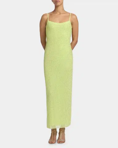 AREA Crystal Hotfix Mesh Backless Maxi Dress | Thumbnail 9 AREA Crystal Hotfix Mesh Backless Maxi Dress | Thumbnail 9
