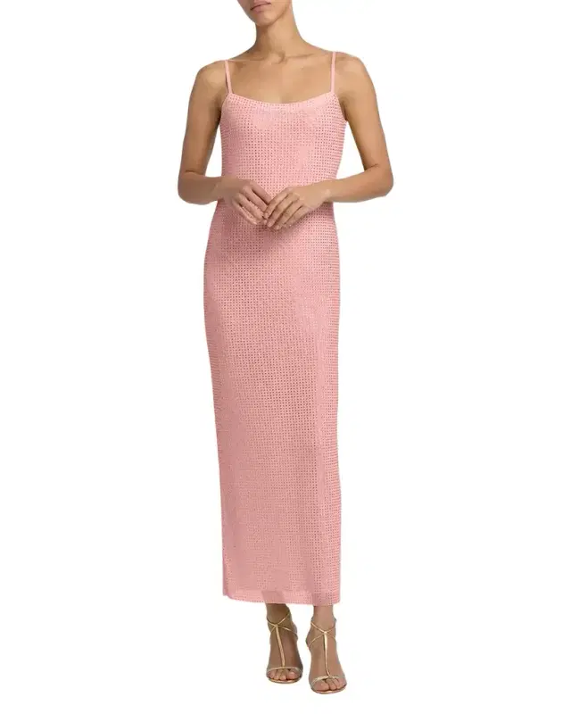 Crystal Hotfix Mesh Backless Maxi Dress Crystal Hotfix Mesh Backless Maxi Dress
