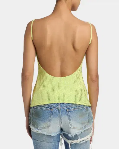 AREA Crystal Hotfix Mesh Backless Tank Top | Thumbnail 8 AREA Crystal Hotfix Mesh Backless Tank Top | Thumbnail 8