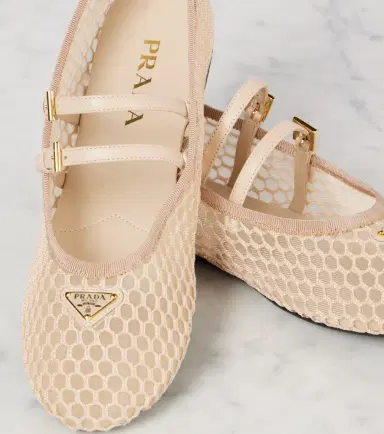 Prada Macramé mesh Mary Jane flats | Thumbnail 3 Prada Macramé mesh Mary Jane flats | Thumbnail 3