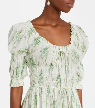DÔEN Dôen Ischia gathered floral cotton midi dress | Thumbnail 3 DÔEN Dôen Ischia gathered floral cotton midi dress | Thumbnail 3