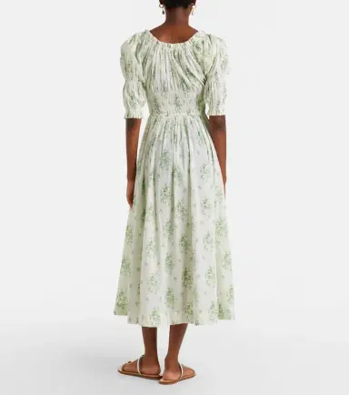 DÔEN Dôen Ischia gathered floral cotton midi dress | Thumbnail 5 DÔEN Dôen Ischia gathered floral cotton midi dress | Thumbnail 5