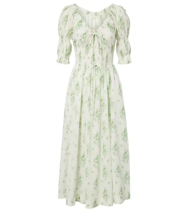 Dôen Ischia gathered floral cotton midi dress Dôen Ischia gathered floral cotton midi dress