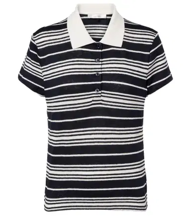 Frame Striped linen-blend polo shirt | Thumbnail 1 Frame Striped linen-blend polo shirt | Thumbnail 1