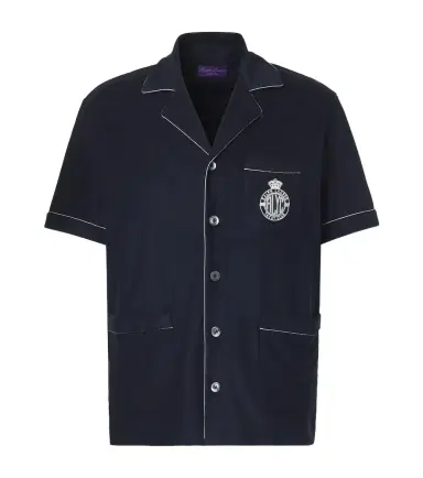Ralph Lauren Purple Label Embroidered cotton and silk terry shirt | Thumbnail 1 Ralph Lauren Purple Label Embroidered cotton and silk terry shirt | Thumbnail 1