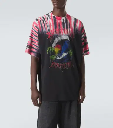 Balenciaga Printed tie-dye cotton jersey T-shirt | Thumbnail 4 Balenciaga Printed tie-dye cotton jersey T-shirt | Thumbnail 4