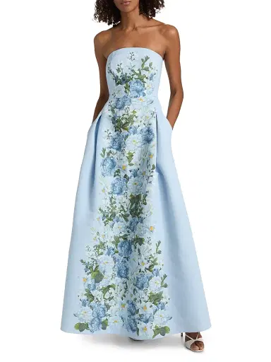 SACHIN BABI Women's Larisa Floral Mikado Gown - Sky Blue Cascade | Thumbnail 3 SACHIN BABI Women's Larisa Floral Mikado Gown - Sky Blue Cascade | Thumbnail 3