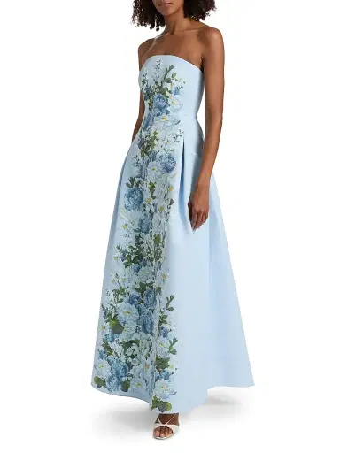 SACHIN BABI Women's Larisa Floral Mikado Gown - Sky Blue Cascade | Thumbnail 4 SACHIN BABI Women's Larisa Floral Mikado Gown - Sky Blue Cascade | Thumbnail 4