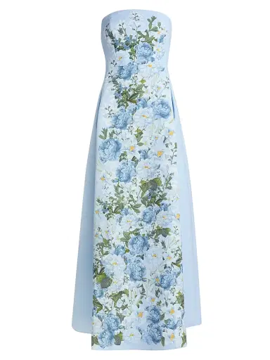 SACHIN BABI Women's Larisa Floral Mikado Gown - Sky Blue Cascade | Thumbnail 1 SACHIN BABI Women's Larisa Floral Mikado Gown - Sky Blue Cascade | Thumbnail 1