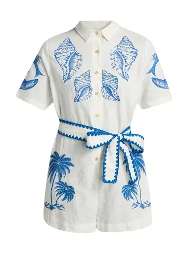 Farm Rio Women's Brasil Vintage Embroidered Romper - Off White | Thumbnail 1 Farm Rio Women's Brasil Vintage Embroidered Romper - Off White | Thumbnail 1