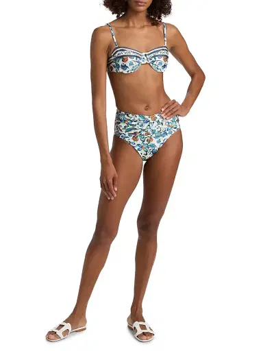 Farm Rio Women's Flora Tile Hot Pants Bikini Bottom - Off White | Thumbnail 2 Farm Rio Women's Flora Tile Hot Pants Bikini Bottom - Off White | Thumbnail 2