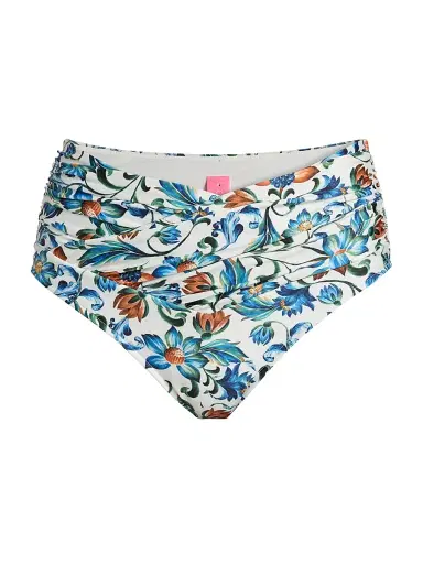 Farm Rio Women's Flora Tile Hot Pants Bikini Bottom - Off White | Thumbnail 1 Farm Rio Women's Flora Tile Hot Pants Bikini Bottom - Off White | Thumbnail 1