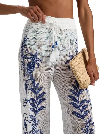 Farm Rio Women's Nina Embroidered Drawstring Mesh Pants - Off White - Size Large | Thumbnail 6 Farm Rio Women's Nina Embroidered Drawstring Mesh Pants - Off White - Size Large | Thumbnail 6