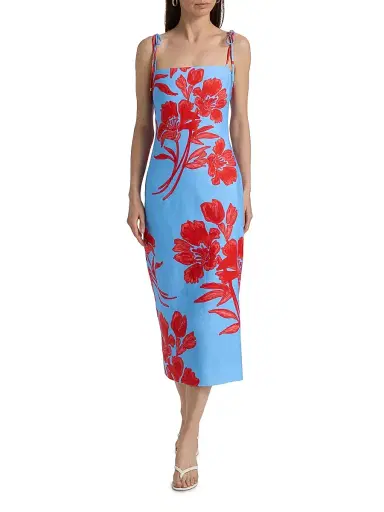 Cara Cara Women's Chelsea Floral Linen Midi-Dress - Flora Shadow Sky | Thumbnail 2 Cara Cara Women's Chelsea Floral Linen Midi-Dress - Flora Shadow Sky | Thumbnail 2