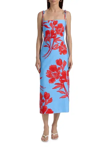 Cara Cara Women's Chelsea Floral Linen Midi-Dress - Flora Shadow Sky | Thumbnail 3 Cara Cara Women's Chelsea Floral Linen Midi-Dress - Flora Shadow Sky | Thumbnail 3