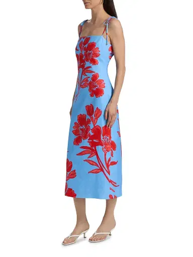 Cara Cara Women's Chelsea Floral Linen Midi-Dress - Flora Shadow Sky | Thumbnail 4 Cara Cara Women's Chelsea Floral Linen Midi-Dress - Flora Shadow Sky | Thumbnail 4