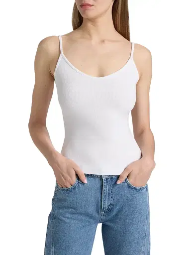 L'AGENCE Women's Lunara Rib-Knit Tank - White | Thumbnail 3 L'AGENCE Women's Lunara Rib-Knit Tank - White | Thumbnail 3