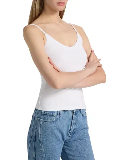 L'AGENCE Women's Lunara Rib-Knit Tank - White | Thumbnail 4 L'AGENCE Women's Lunara Rib-Knit Tank - White | Thumbnail 4