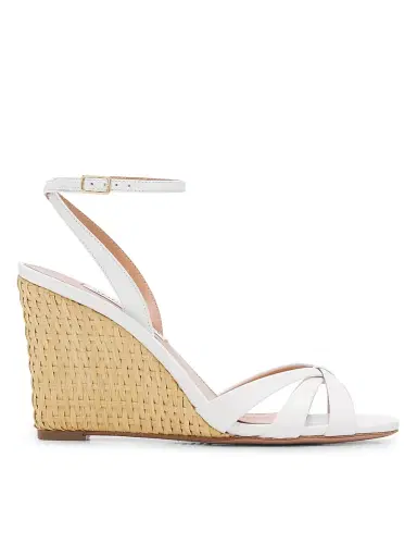 Aquazzura Women's Tati 85MM Leather Espadrille Wedge Sandals - White | Thumbnail 1 Aquazzura Women's Tati 85MM Leather Espadrille Wedge Sandals - White | Thumbnail 1