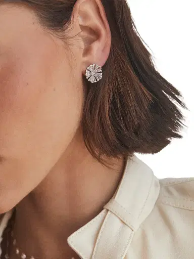 64 Facets Women's Floral Tulip 18K White Gold & 1.75 TCW Diamond Stud Earrings - White Gold | Thumbnail 4 64 Facets Women's Floral Tulip 18K White Gold & 1.75 TCW Diamond Stud Earrings - White Gold | Thumbnail 4