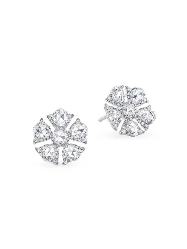 64 Facets Women's Floral Tulip 18K White Gold & 1.75 TCW Diamond Stud Earrings - White Gold | Thumbnail 1 64 Facets Women's Floral Tulip 18K White Gold & 1.75 TCW Diamond Stud Earrings - White Gold | Thumbnail 1
